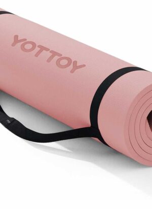 YOTTOY Yoga Mat，Extra Thick Yoga Mat (1/2inch),Professional TPE Exercise Mat,Non-Slip Workout Mat for Yoga, Pilates, Fitness, Barefoot Workouts, Home Gym Studio with Strap