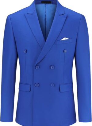 YOUTHUP Men's Blazer Double Breasted Slim Fit Formal Dress Blazers Office Wedding Suit Jacket