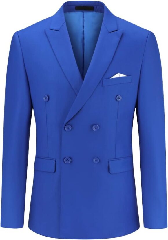 YOUTHUP Men's Blazer Double Breasted Slim Fit Formal Dress Blazers Office Wedding Suit Jacket