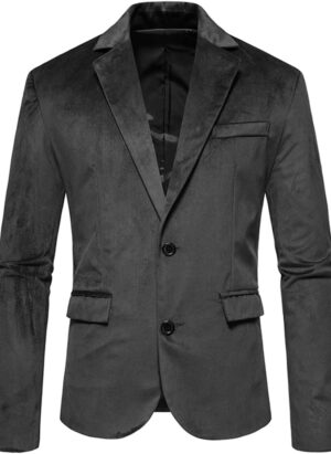 YOUTHUP Men's Velvet Blazer Lightweight Regular Fit Smart Suit Jacket Casual Business Jacket