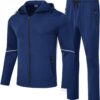 YSENTO Mens Tracksuit Sets Full Zip Jogging Sports Gym Suit 2 Piece Athletic Contrast Sweat Suits with Hoodie