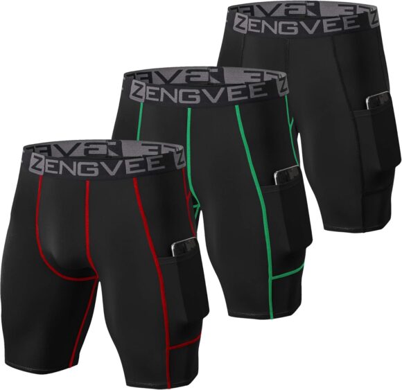 ZENGVEE 3 Pack Mens Compression Shorts Quick Dry Running Shorts Base Layer Sports Underwear Base Layer Tights Short Leggings