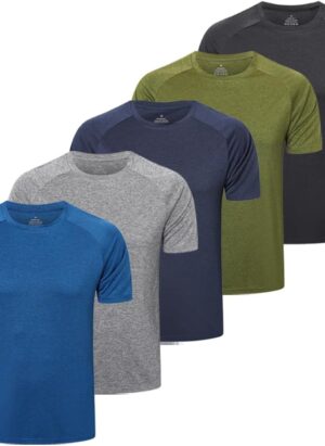 ZENGVEE 5 Pack Gym T Shirts Men Quick Dry Sport Tops for Men Light Running Shirts Moisture Wicking Athletic Shirts Breathable Cool Workout Shirts