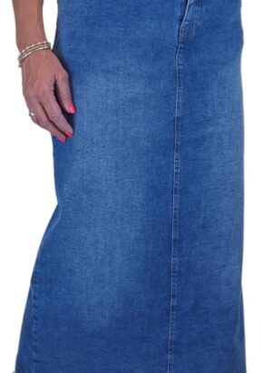 icecoolfashion Women's Very Stretchy Denim Maxi Skirt Ladies Casual Straight Long Jeans Skirt 10-22