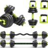 Strongway® Adjustable 6 in 1 Dumbbell Straight and Curl Barbell Kettlebell Push Up Set - 20KG 30KG 40KG SETS - Weight Lifting for Home Gym Fitness