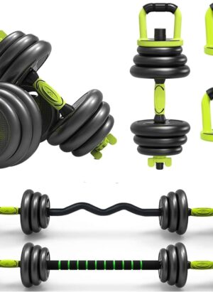 Strongway® Adjustable 6 in 1 Dumbbell Straight and Curl Barbell Kettlebell Push Up Set - 20KG 30KG 40KG SETS - Weight Lifting for Home Gym Fitness