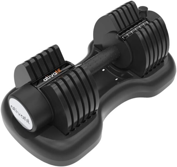 ATIVAFIT 12.5KG/20KG/25KG Adjustable Dumbbells Set with Anti-slip Handle 10 In 1 Quick Dial Adjustment Weights With Safety Locking Button Space Saving Strength Training for Home Gym Workout