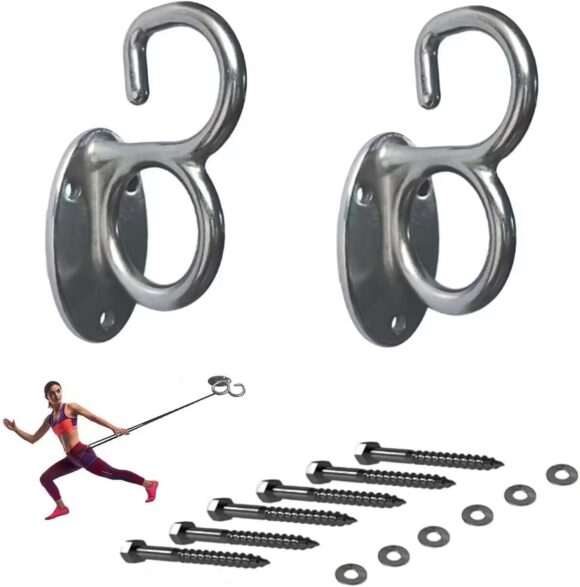 Aguoqwen 2Pcs Heavy Duty Resistance Band Wall Anchor Wall Mount Fitness Anchor 'G' Ring 'O' Ring Fitness Wall Anchor for Home Gym Strength Training Physical Exercise