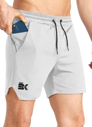 BROKIG Men's Lightweight Gym Shorts, Quick Dry Sport Workout Training Fitness Running Shorts Men with Zip Pocket