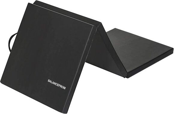 BalanceFrom Thick Tri-Fold Folding Exercise Mat with Carrying Handles for MMA, Gymnastics and Home Gym Protective Flooring 180cm x 60cm / 6ft x 2ft 2 Inch Thick - Multiple Colors
