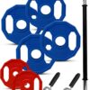 BodyRip 12.5kg Polygonal Standard Barbell | 1" Studio Foam Bar, 2 Spring Clip, Colour Disc Plates Set | Home Gym, Fitness Strength, Exercise Fat Loss, Workout Lifting