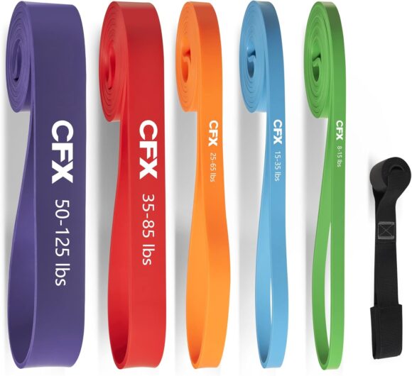 CFX Resistance Bands for Working Out,Pull Up Assistance Bands,Workout Bands for Exercise with Door Anchor,Elastic Bands for Body Stretching,Crossfit Training at Home/Gym for Men & Women