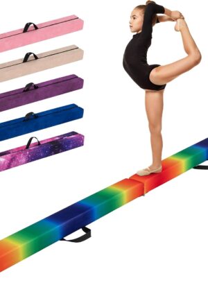 COSTWAY Folding Gymnastics Balance Beam, 7ft/210cm Kids Training Beam with Carry Handles, Anti-Slip Base, Floor Gymnastics Beams for Home Gym Exercise