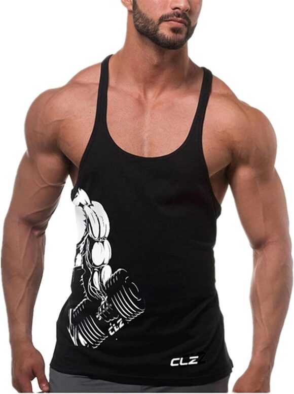 Cabeen Men's Muscle Stringer Vest Bodybuilding Gym Tank Tops Workout Train Wear Cotton