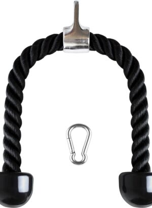 CampTeck U6935 - Nylon Triceps Rope Twisted Pull Down Rope with Non-Slip Handles - Lats, Biceps, Triceps, Gym or Home - Black