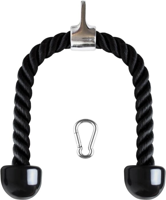 CampTeck U6935 - Nylon Triceps Rope Twisted Pull Down Rope with Non-Slip Handles - Lats, Biceps, Triceps, Gym or Home - Black