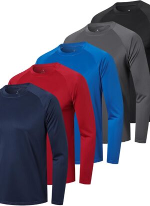 Cimic Mens Long Sleeve T Shirt Gym Sports Quick Dry Breathable Tops Running Lightweight Outdoor Workout Long Sleeve T-Shirts