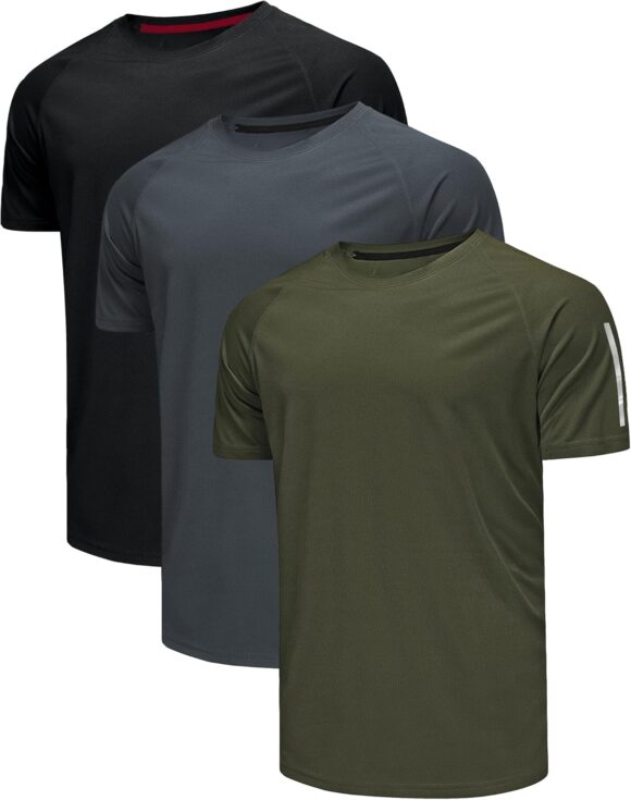 Djtnzdm Men's Sport T-Shirts Breathable Dry Fit Running T Shirts for Men Short Sleeve Tennis Gym Training Tee Tops