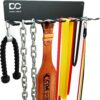 Double Circle Gym Organizer Rack with 9 Hooks, Multi Purpose Gym Equipment Wall Rack Hanger for Pro Home Gym Storage for Exercise Bands, Jump Ropes, Chains, Lifting Belts (17" - 9 Hooks)
