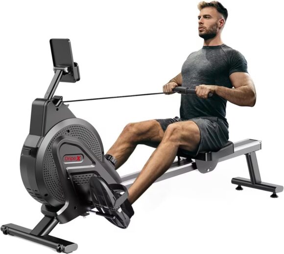 Dripex Magnetic Rowing Machine for Home Use Rower Machine for Home Gym & Cardio Training Rower with Aluminum Slide Rail, 16 Adjustable Resistance & LCD Monitor (2024 Upgrade Version)