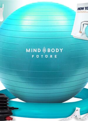 Exercise Ball Chair (55cm, 65cm & 75cm) - Yoga Ball & Stability Ring. For Pregnancy, Balance, Pilates or Birthing Therapy. Use at Office, Gym or Home. Anti-Burst and Anti-Slip Premium Grade