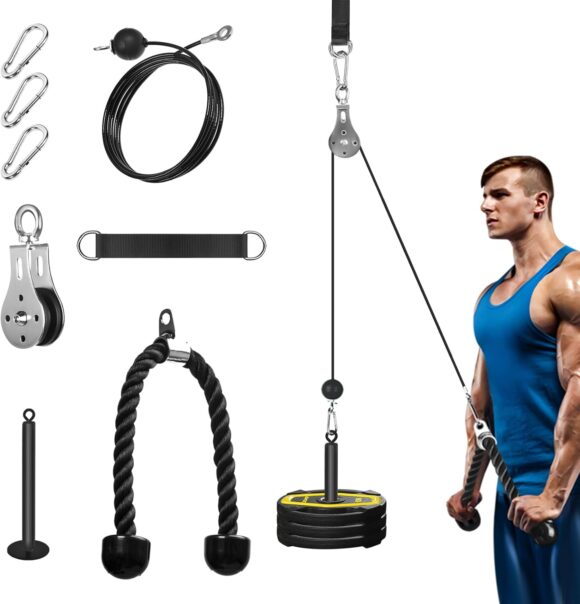 FASPUP Cable Pulley System Home Gym, Lat Pull Down Pulley System Cable Machine Attachments for LAT Pull Down, Arm Back Shoulder Workout