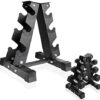 FK Sports 3 Tier Dumbbell Rack Storage Stand Tree Hex Vertical Weight Wide Home Gym fitness | Dumbells Holder Home Fitness Weight Rack Durable Steel, Black,150kg