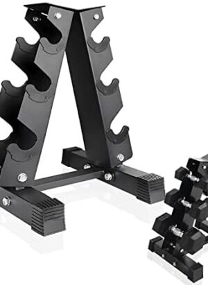 FK Sports 3 Tier Dumbbell Rack Storage Stand Tree Hex Vertical Weight Wide Home Gym fitness | Dumbells Holder Home Fitness Weight Rack Durable Steel, Black,150kg