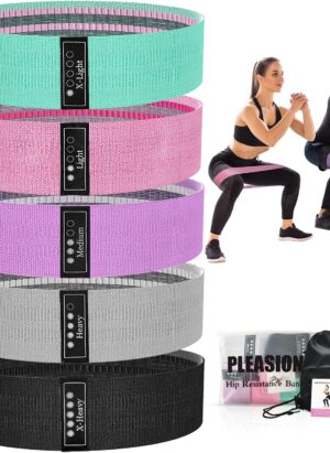 Fabric Resistance Bands for Working Out, 5 Levels Booty Bands for Women Men, Cloth Workout Bands Resistance Loop Exercise Bands for Legs Butt at Home Fitness, Yoga, Pilates
