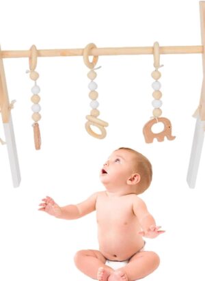 Firulab Foldable Gym Toy | Wooden Frame Crafts Gym Toy,Newborns Entertainment Products for Room, Nursery Room, Early Childhood Education Center, Game Room