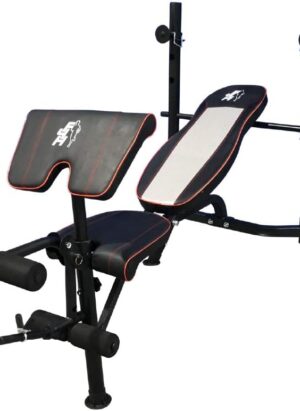 Fit4home Weights Bench With Barbell Rack | Adjustable Home Training Gym Workout Fitness Bench | TF-1001A1 Black