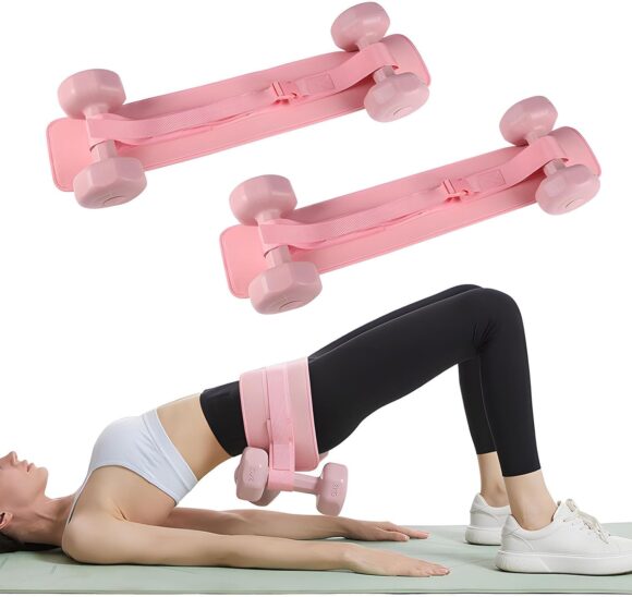 Glute Exercise Equipment with Pink Color, Women's Hip Thrust Belt, Home Gym Set of 3, Hip Thrust Bench for Women with pad(Dumbbells not included)