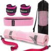 Gonex Barbell Pad Set for Squats Hip Thrusts Upgraded Bar Neck Pads Workout Foam Weightlifting Cushion with 2 Gym Ankle Straps Hip Resistance Band Fits Standard Olympic Bars with a Carry Bag