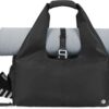 Gym Bag Womens with Shoes Compartment and Wet Pocket Yoga Mat Bag Large with Adjustable Mat Strap Weekend Overnight Tote, Black