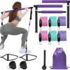 HNCTINNO Pilates Bar Kit with Resistance Bands, Multifunctional Stretched Fusion Pilates Bar Kit for Women, Men, Pilates Sculpt Bar with Adjustable Buckle for Full Body Workouts, Squat Equipment