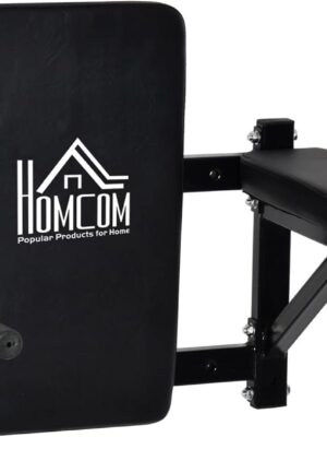 HOMCOM Wall Mounted Dip Station Knee Leg Raise Chin Up Pull Up Rack Home Gym Fitness Exercise Workout Bars New