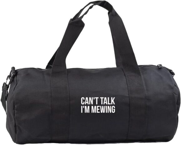 Hippowarehouse Can't talk I'm mewing Gymwear Gym Duffle Cylinder Uniform Kit Bag