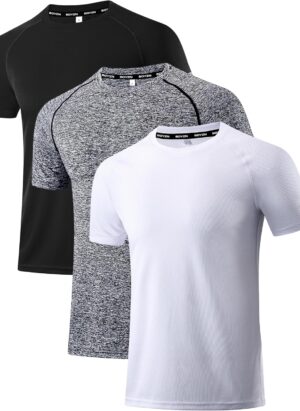 Holure Men's 5 Pack Sportswear Breathable T-Shirts Quick-Drying Short-Sleeve Shirts