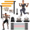 Hommie Resistance Bands Pilates Bar Set Home Gym Pilates Equipment With 6 Latex Exercise Bands 20/30/40LBS &Door Anchor For Yoga, Stretching, Sculpting, Twisting, Squat