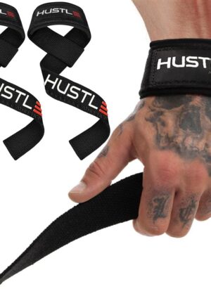 'Hustle Lifting Straps Gym Wrist Wraps - 24'' Strong Cotton Weightlifting Wrist Straps to Support Grip and Lift Heavier - Ultimate Workout Deadlift Straps for weight lifting'