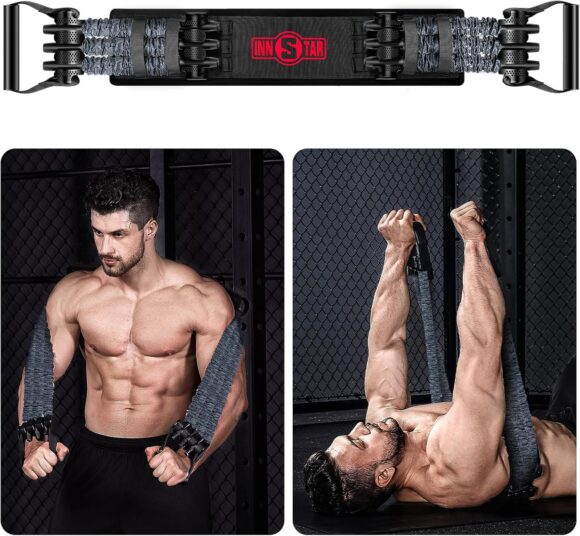 INNSTAR Adjustable Bench Press, Push Up Resistance Bands, Chest Building Workout Equipment, Arm Expander Resistance Training for Home Training, Gym, Fitness, Travel Training