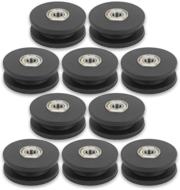 Keenso 10 Pcs 50mm Nylon Bearing Pulley Wheel Fitness Bearing Pulley Wheel Replacement Home Gym Equipment Machine Attachments Exercise Strength Training Accessory Combination fitness products