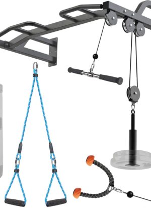 Kipika 48" Wall Mounted Multifunction Cable Pulley System Gym, Cable Machine LAT Pulldown Attachments, Heavy Duty Pull Up Bar, DIY Home Gym Pulley Cable Machine Attachment System, Punching Bag Hanger.