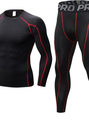 LANBAOSI Mens Thermal Underwear Set Long Sleeve Skins Base Layer Compression Top and Bottoms Long Johns for Cycling, Skiing, Outdoor Sports