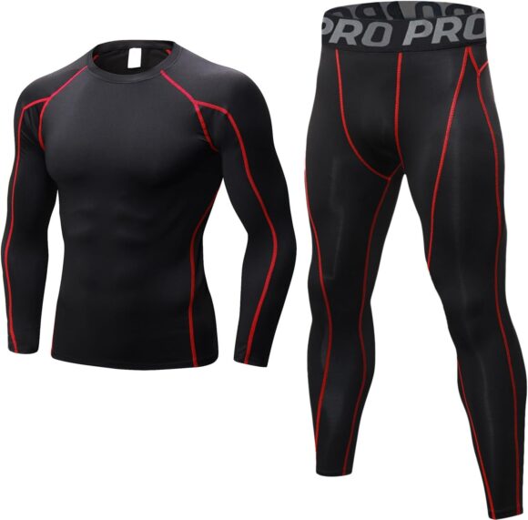LANBAOSI Mens Thermal Underwear Set Long Sleeve Skins Base Layer Compression Top and Bottoms Long Johns for Cycling, Skiing, Outdoor Sports