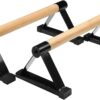 LONGTA Wooden Stretch Stand, Pushup Stands Bars Calisthenics Handstand,Non-Slip Yoga and Gymnastic Training Tool Russian Style Stretch Push-Ups Double Rod (Black)