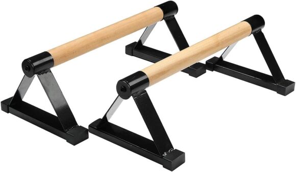 LONGTA Wooden Stretch Stand, Pushup Stands Bars Calisthenics Handstand,Non-Slip Yoga and Gymnastic Training Tool Russian Style Stretch Push-Ups Double Rod (Black)