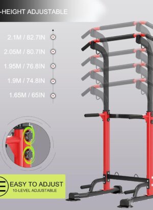 Leiblsufo Power Tower Station/Dip Station Stand, Pull Up Station Adjustable for Home Gym Strength Training Workout Equipment, Pull Up Station Outdoor