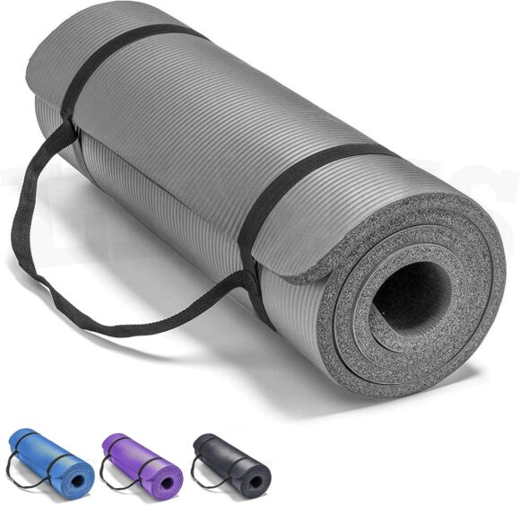 Lions Yoga Mat Thick 10MM - 183cm x 60cm Multi Purpose Yoga Matt for Men Women, Non Slip NBR Foam Exercise Mat with Carry Strap, Perfect for Pilates, Stretching, Home Gym Exercise