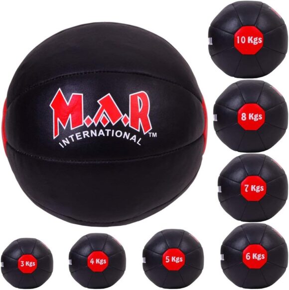 MAR | Genuine Leather Medicine Balls, Essential Home Gym Fitness Equipment for Abdominal Strength and Muscular Endurance Improvement, Workout Ball for Exercise & Training